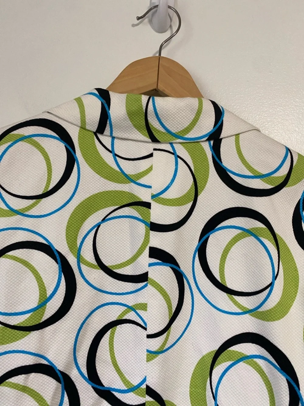 SANDRO Sportswear Oodles of O's Green Black Blue Jacket Blazer Ring Print L - Picture 6 of 9